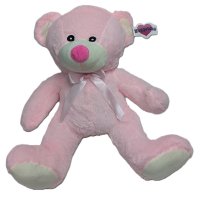 30413-15P:  38cm PINK BEAR WITH RIBBON 